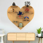Heart Backlit Designer Wooden Wall Shelf / Book Shelf / Night Light, Light Oak Finish - Decor Mantra 