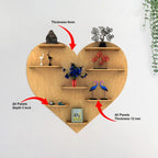 Heart Backlit Designer Wooden Wall Shelf / Book Shelf / Night Light, Light Oak Finish - Decor Mantra 
