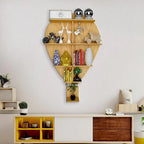 Hot Air Balloon Backlit Designer Wooden Wall Shelf / Book Shelf / Night Light, Light Oak Finish - Decor Mantra 