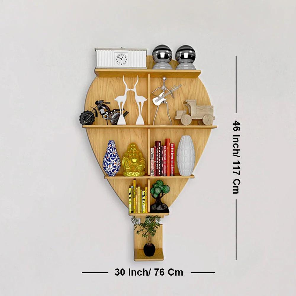 Hot Air Balloon Backlit Designer Wooden Wall Shelf / Book Shelf / Night Light, Light Oak Finish - Decor Mantra 