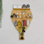 Hot Air Balloon Backlit Designer Wooden Wall Shelf / Book Shelf / Night Light, Light Oak Finish - Decor Mantra 