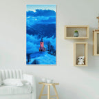 House on Mountain Floating Canvas Wall Painting DECORMANTRA