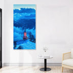 House on Mountain Floating Canvas Wall Painting DECORMANTRA
