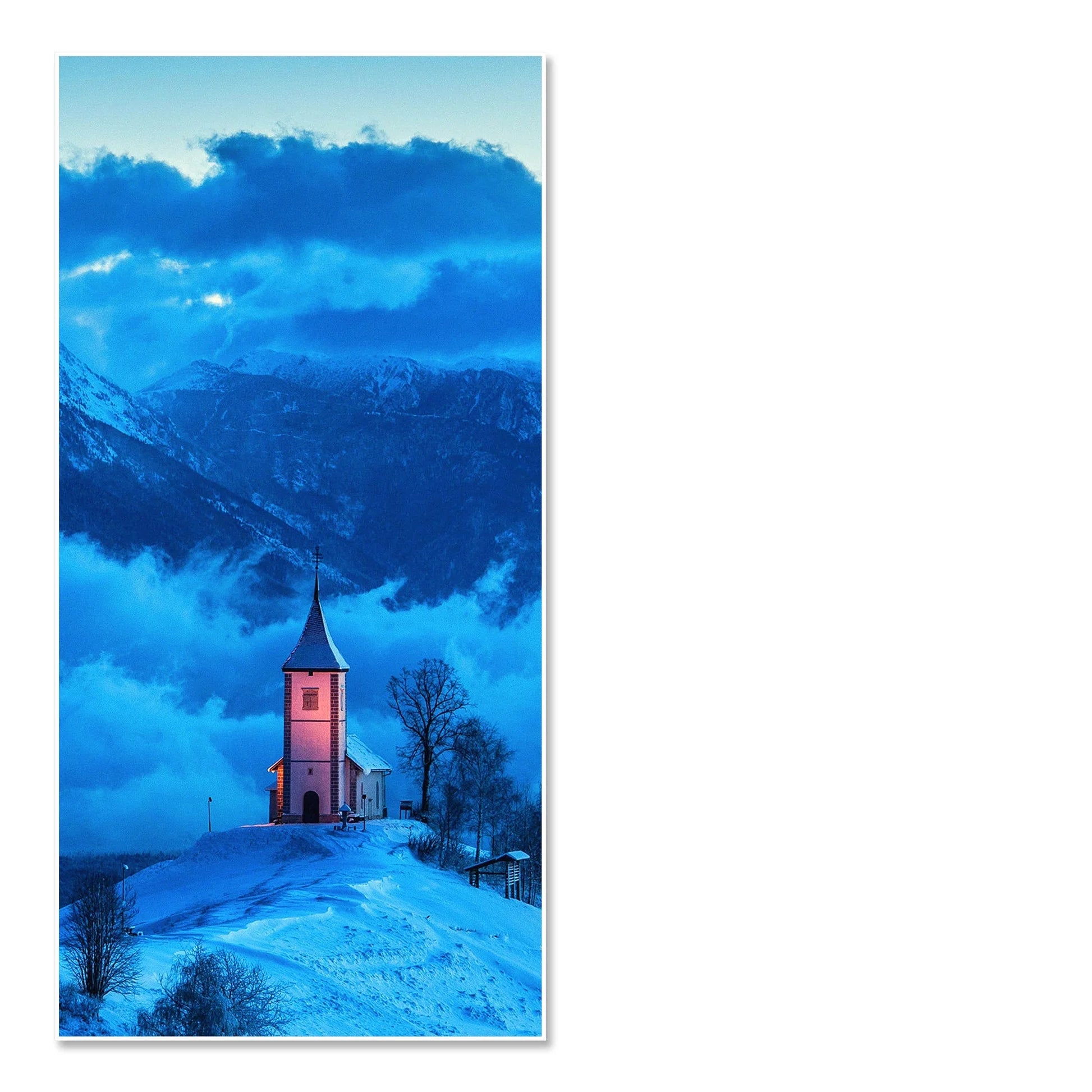 House on Mountain Floating Canvas Wall Painting DECORMANTRA