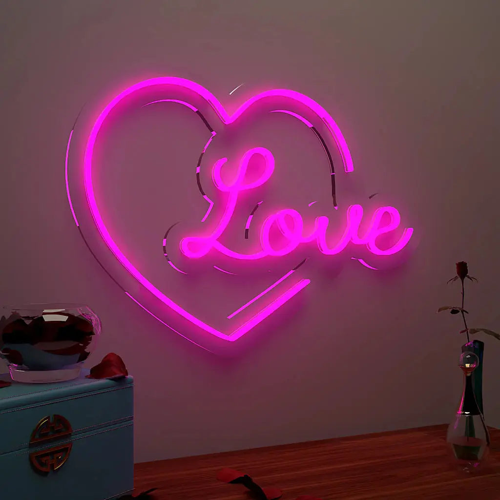 Love Text in Heart Neon LED Light DECORMANTRA