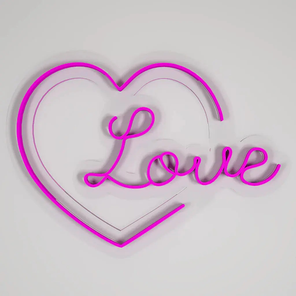 Love Text in Heart Neon LED Light DECORMANTRA