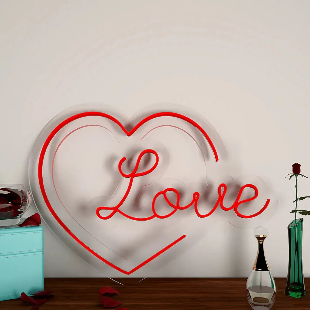 Love Text in Heart Neon LED Light DECORMANTRA