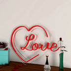 Love Text in Heart Neon LED Light DECORMANTRA