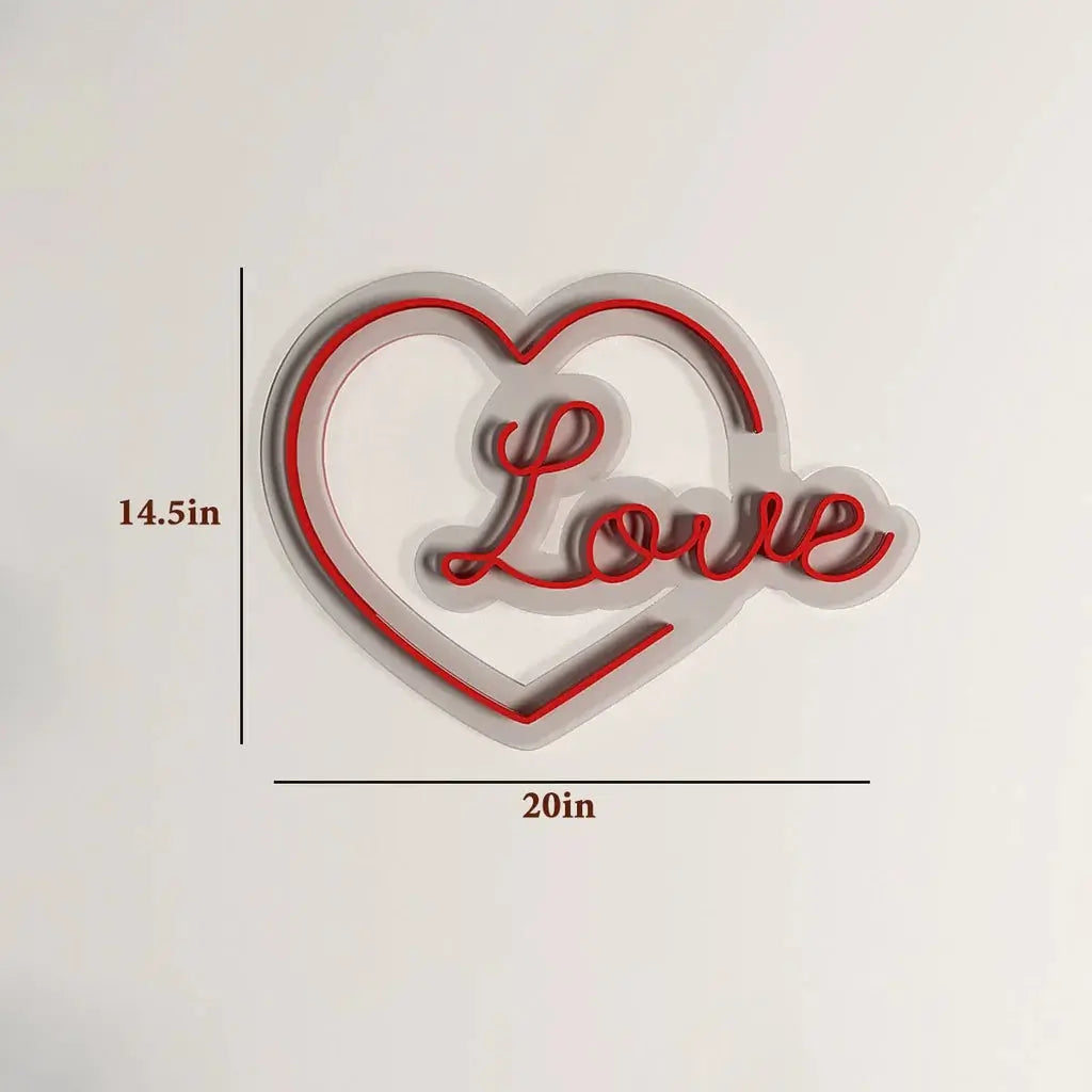 Love Text in Heart Neon LED Light DECORMANTRA