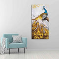 A Beautiful 3 Pieces Wall Painting of Golden Peacock - Decor Mantra 