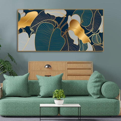 Luxury Golden Art Monstera Leaves Canvas wall Painting - Decor Mantra 