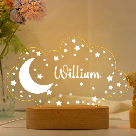 Personalized Night Light with Moon & Stars,Nursery Decor,Custom Name Light Night Gift,Kids Room Decor ,Personalized Gifts for Kids,Baby Gift