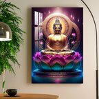 Lord Buddha With Lotus Acrylic Wall Art DECORMANTRA