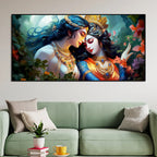 Divine Luster Painting of Radha Krishna Canvas Wall Painting - Harshita Craft