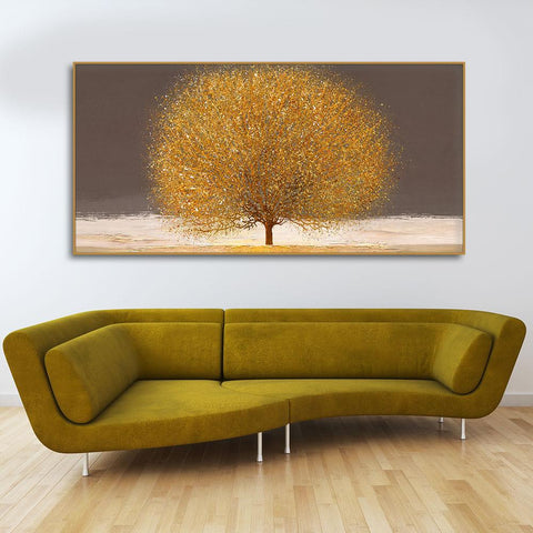 Golden Tree with Elements of gold textures Wall Painting - Decor Mantra 