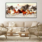 Beautiful Running Horses at Sunset Premium Canvas Wall Painting Decor Mantra