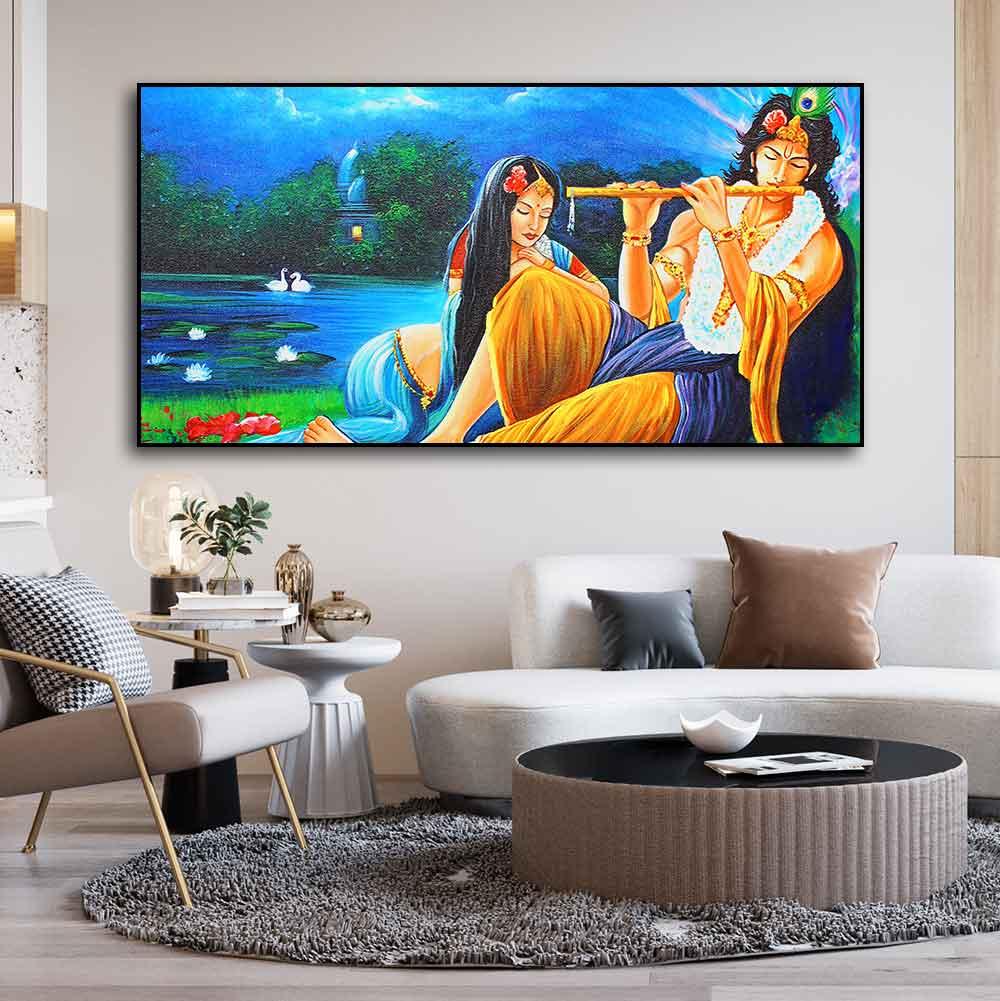 Radha Krishna Painting Canvas Big Wall Painting Wall Art - Decor Mantra 