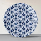 Abstract Geometry in Everyday Art Blue Pottery Inspired jaali symmetry floral plate - Harshita Craft