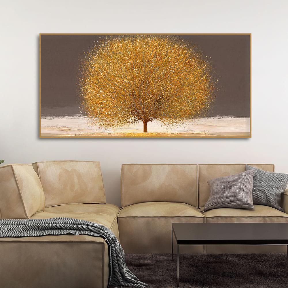 Golden Tree with Elements of gold textures Wall Painting - Decor Mantra 