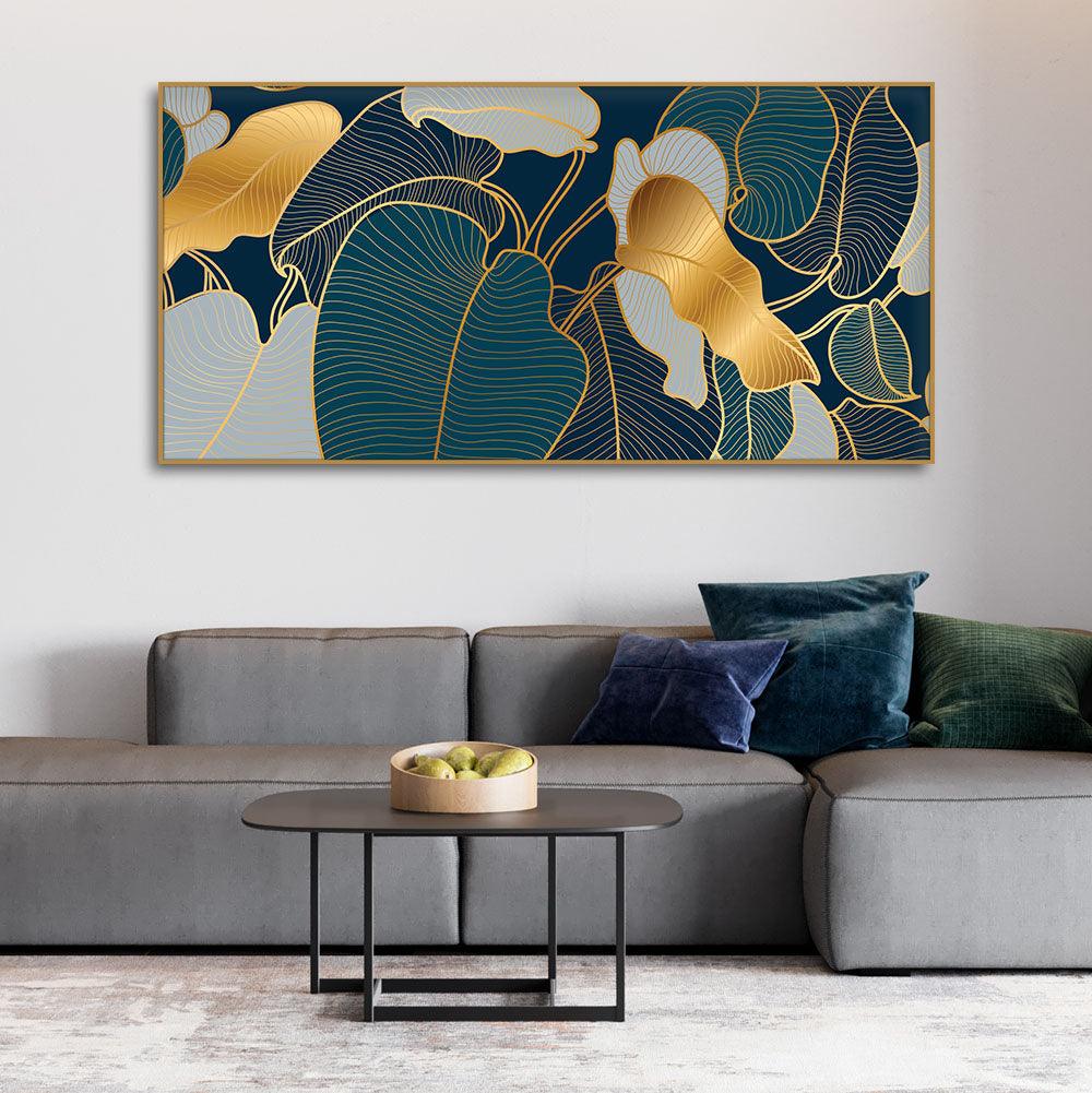 Luxury Golden Art Monstera Leaves Canvas wall Painting - Decor Mantra 