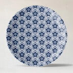 Abstract Geometry in Everyday Art Blue Pottery Inspired jaali symmetry floral plate - Harshita Craft