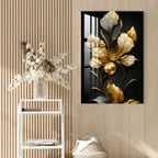 Classic Golden & Black Shade Floral Acrylic Wall Art DECORMANTRA