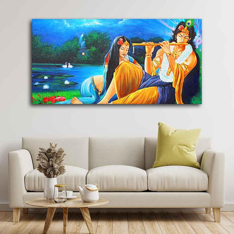 Radha Krishna Painting Canvas Big Wall Painting Wall Art - Decor Mantra 