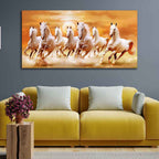 Beautiful Seven Running Horses Canvas Big Wall Painting - Harshita Craft