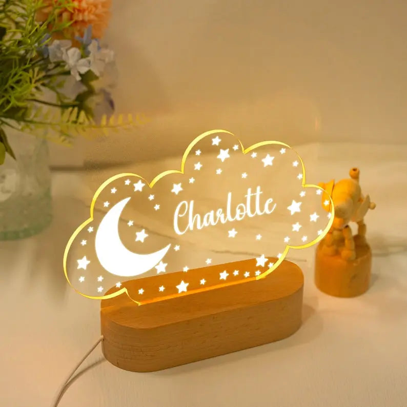 Personalized Night Light with Moon & Stars,Nursery Decor,Custom Name Light Night Gift,Kids Room Decor ,Personalized Gifts for Kids,Baby Gift - Harshita Craft
