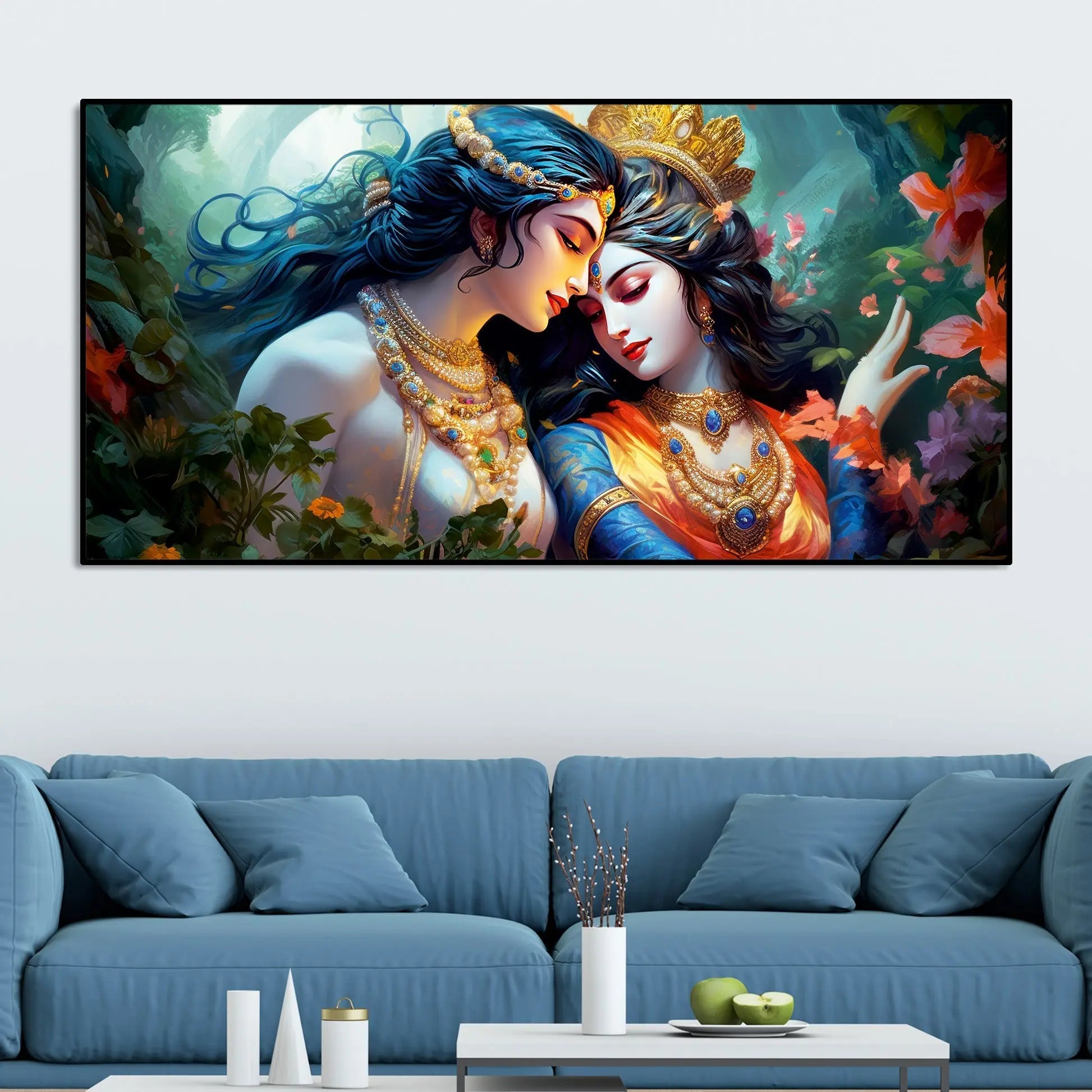 Divine Luster Painting of Radha Krishna Canvas Wall Painting - Harshita Craft