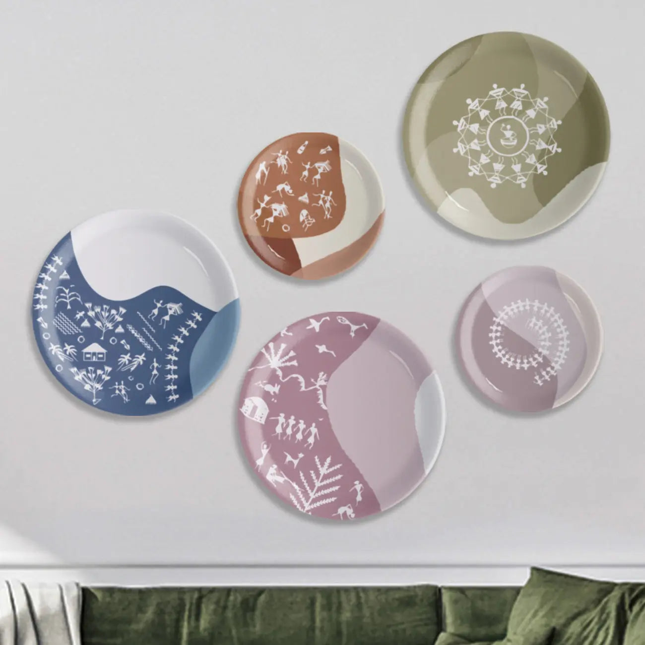 Modern Warli Art Wall Plate - Harshita Craft