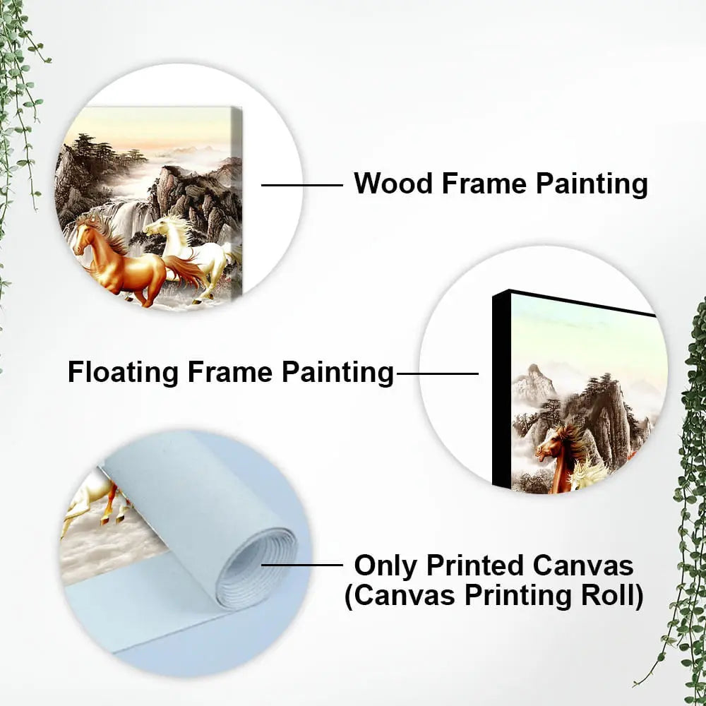 Beautiful Running Horses at Sunset Premium Canvas Wall Painting Decor Mantra