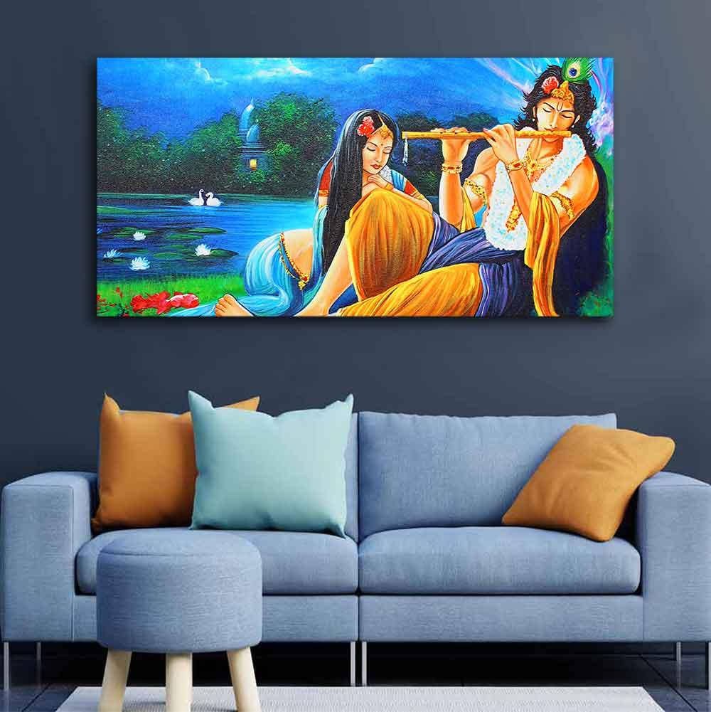 Radha Krishna Painting Canvas Big Wall Painting Wall Art - Decor Mantra 