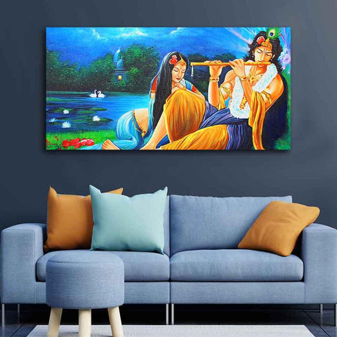 Radha Krishna Painting Canvas Big Wall Painting Wall Art - Decor Mantra 