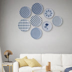 Abstract Geometry in Everyday Art Blue Pottery Inspired jaali symmetry floral plate - Harshita Craft