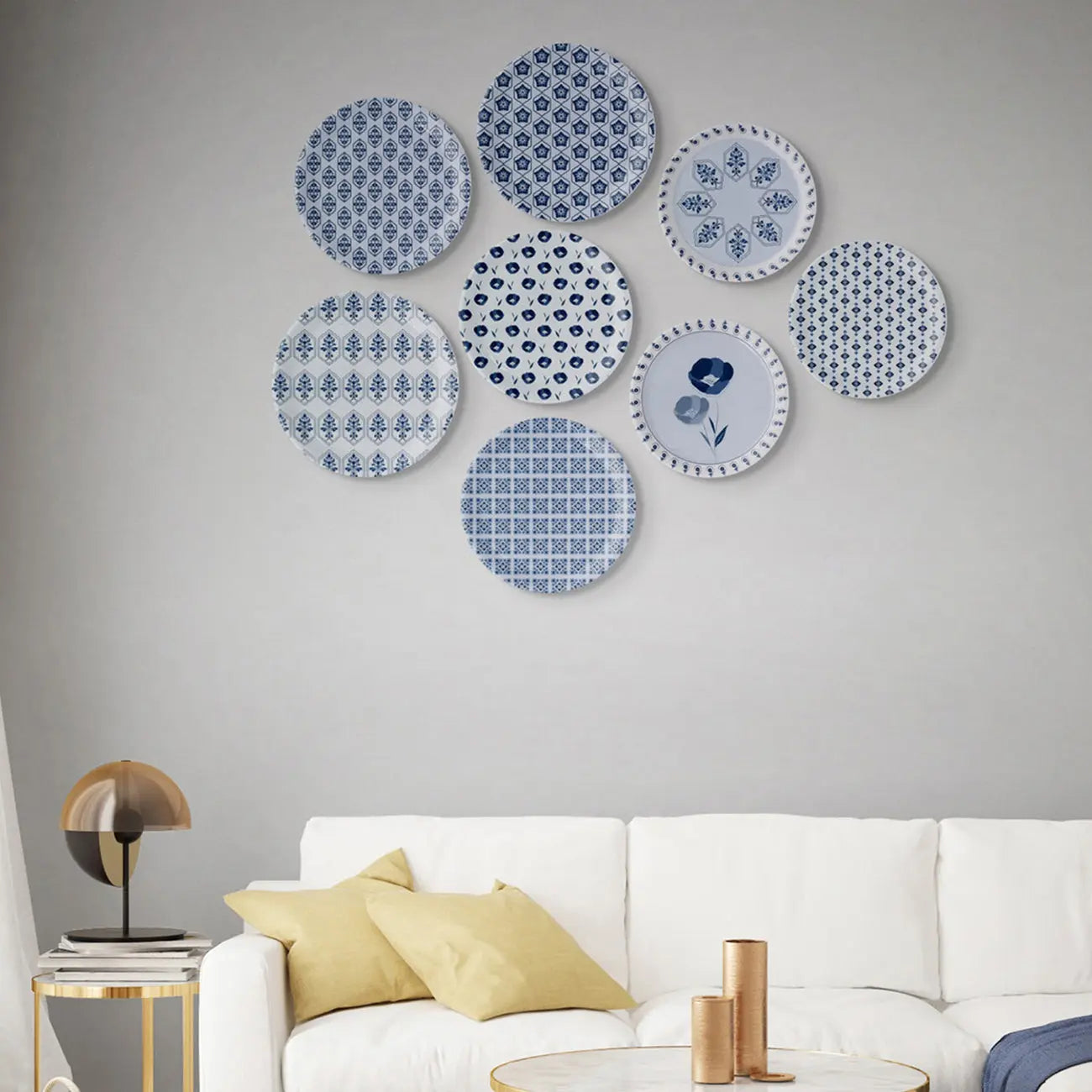 Abstract Geometry in Everyday Art Blue Pottery Inspired jaali symmetry floral plate - Harshita Craft