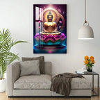 Lord Buddha With Lotus Acrylic Wall Art DECORMANTRA