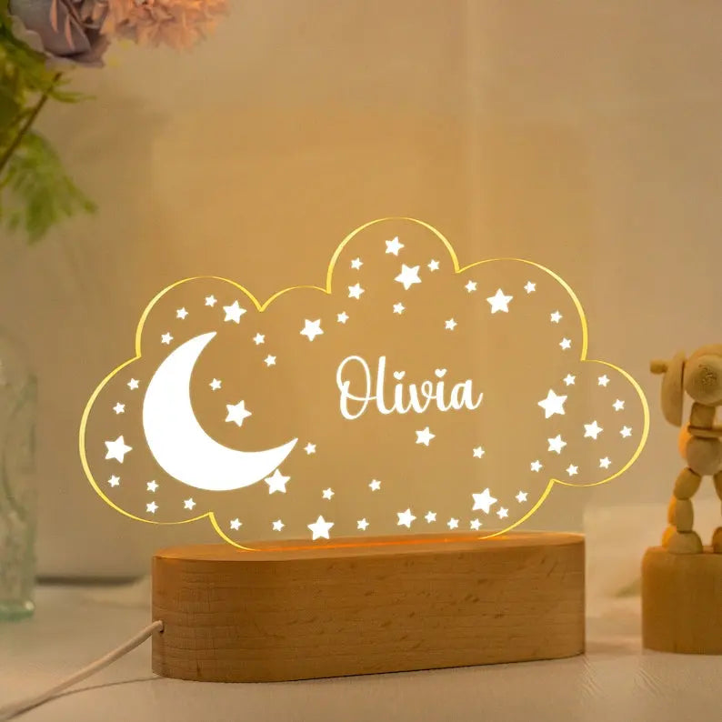 Personalized Night Light with Moon & Stars,Nursery Decor,Custom Name Light Night Gift,Kids Room Decor ,Personalized Gifts for Kids,Baby Gift - Harshita Craft