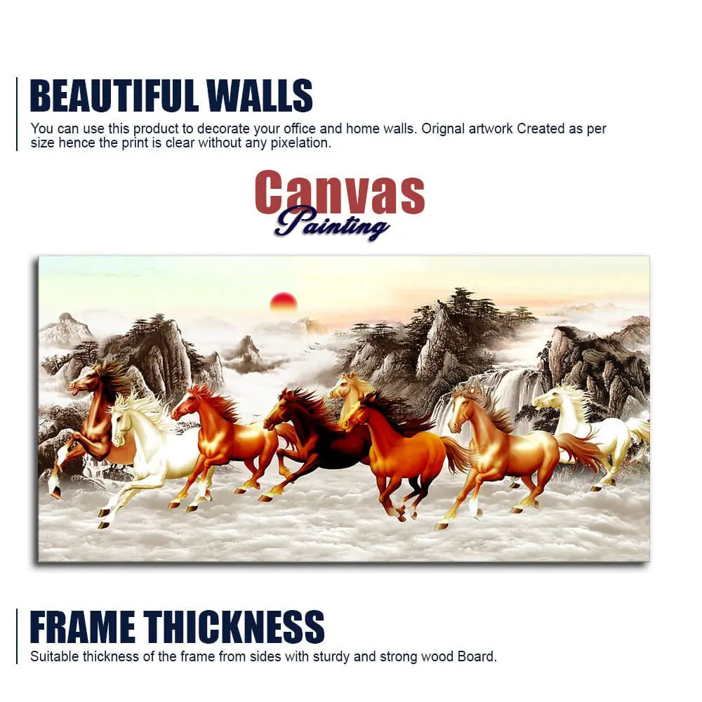 Beautiful Running Horses at Sunset Premium Canvas Wall Painting Decor Mantra