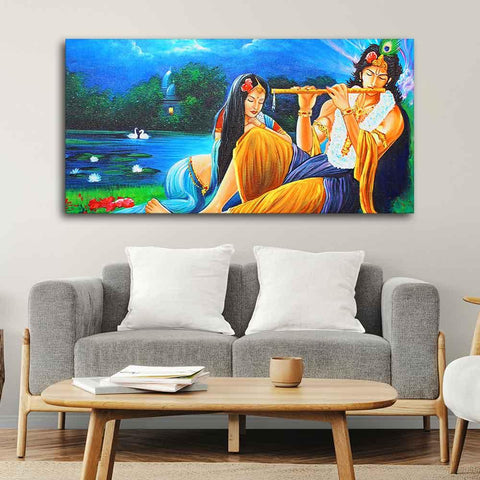 Radha Krishna Painting Canvas Big Wall Painting Wall Art - Decor Mantra 