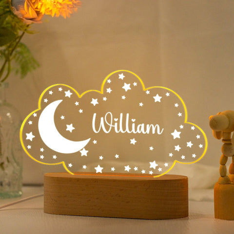 Personalized Night Light with Moon & Stars,Nursery Decor,Custom Name Light Night Gift,Kids Room Decor ,Personalized Gifts for Kids,Baby Gift