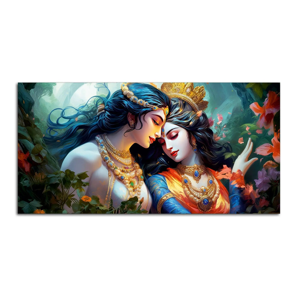 Divine Luster Painting of Radha Krishna Canvas Wall Painting - Harshita Craft