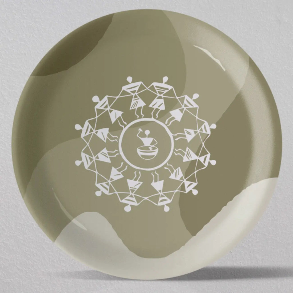 Modern Warli Art Wall Plate - Harshita Craft