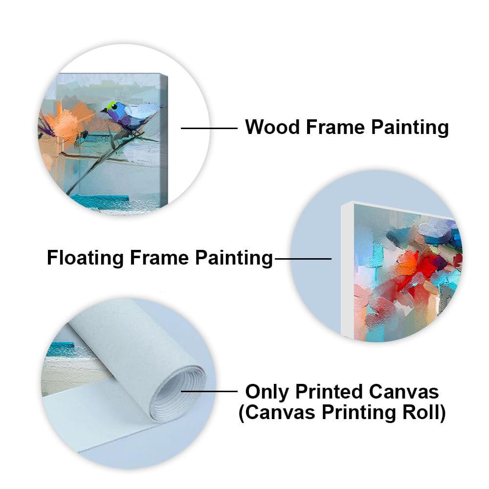 Abstract Colorful Canary Bird with Flowers Canvas Wall Painting - Decor Mantra 