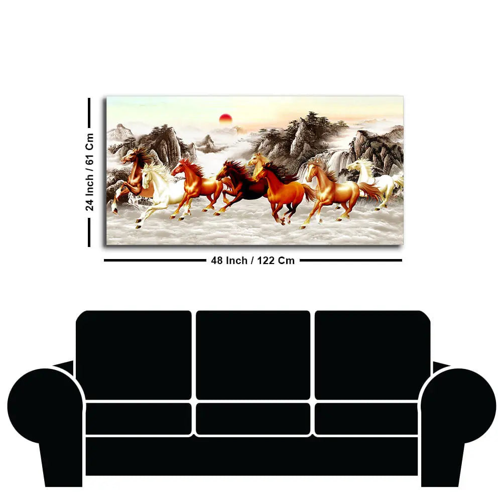 Beautiful Running Horses at Sunset Premium Canvas Wall Painting Decor Mantra