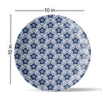 Abstract Geometry in Everyday Art Blue Pottery Inspired jaali symmetry floral plate - Harshita Craft