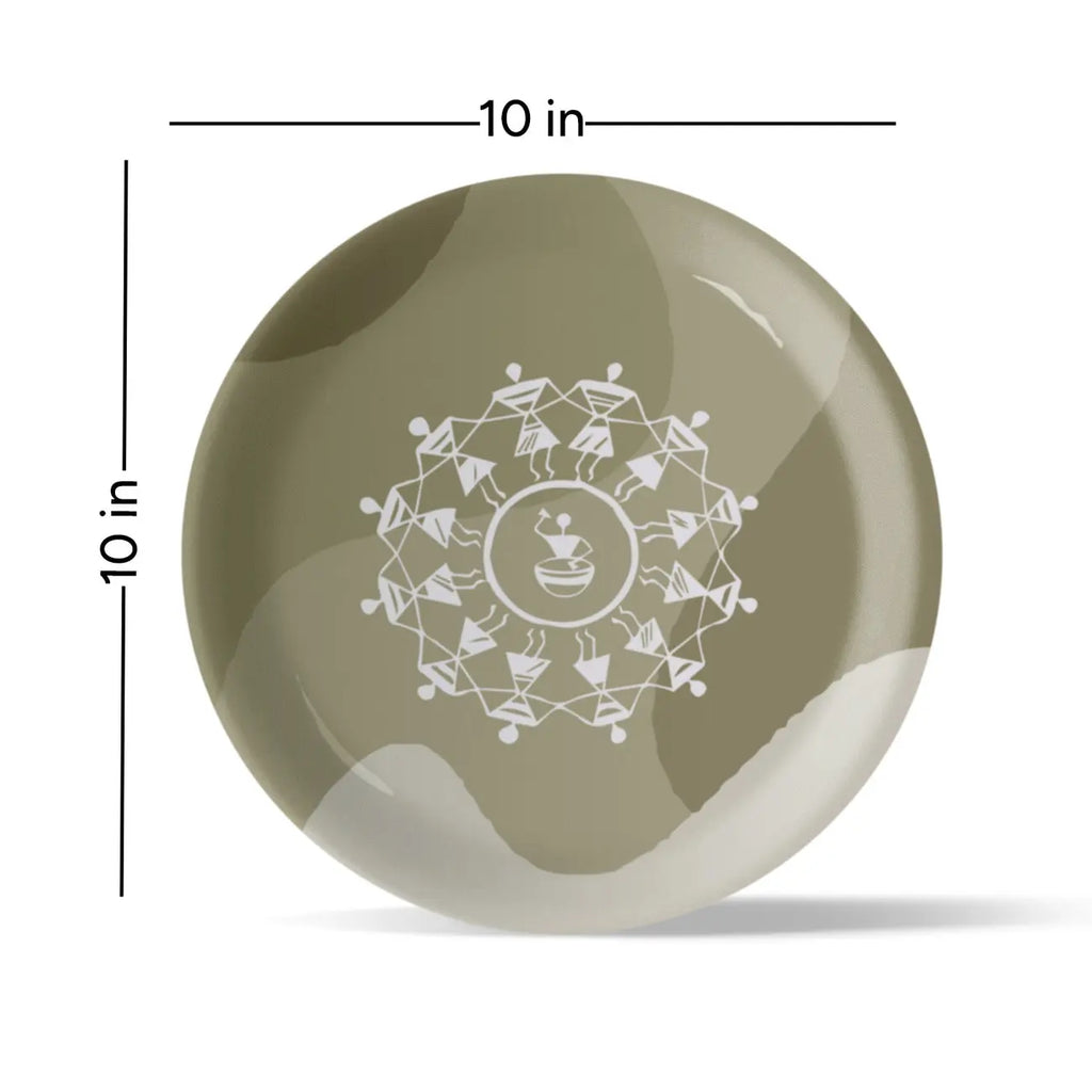 Modern Warli Art Wall Plate - Harshita Craft