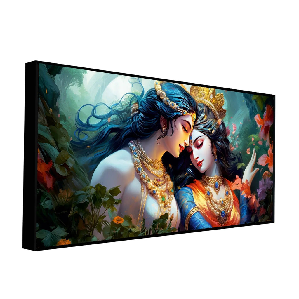 Divine Luster Painting of Radha Krishna Canvas Wall Painting - Harshita Craft