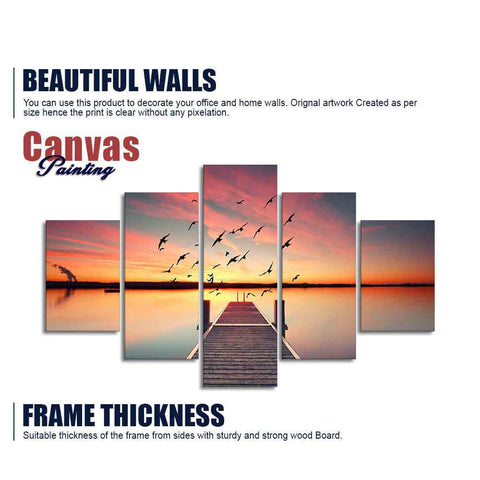 Premium Beautiful Sunset Horizon Canvas wall Painting of Five Pieces - Decor Mantra 