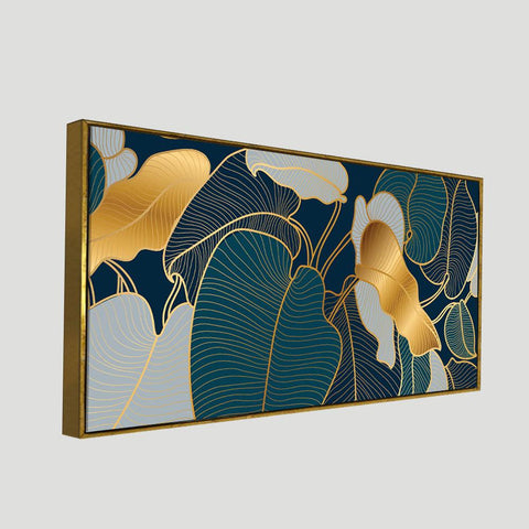 Luxury Golden Art Monstera Leaves Canvas wall Painting - Decor Mantra 